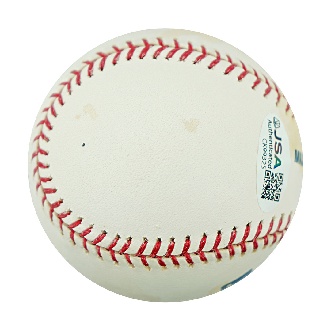 Bob Feller Cleveland Indians Autographed Inscribed HOF OMLB Baseball JSA COA