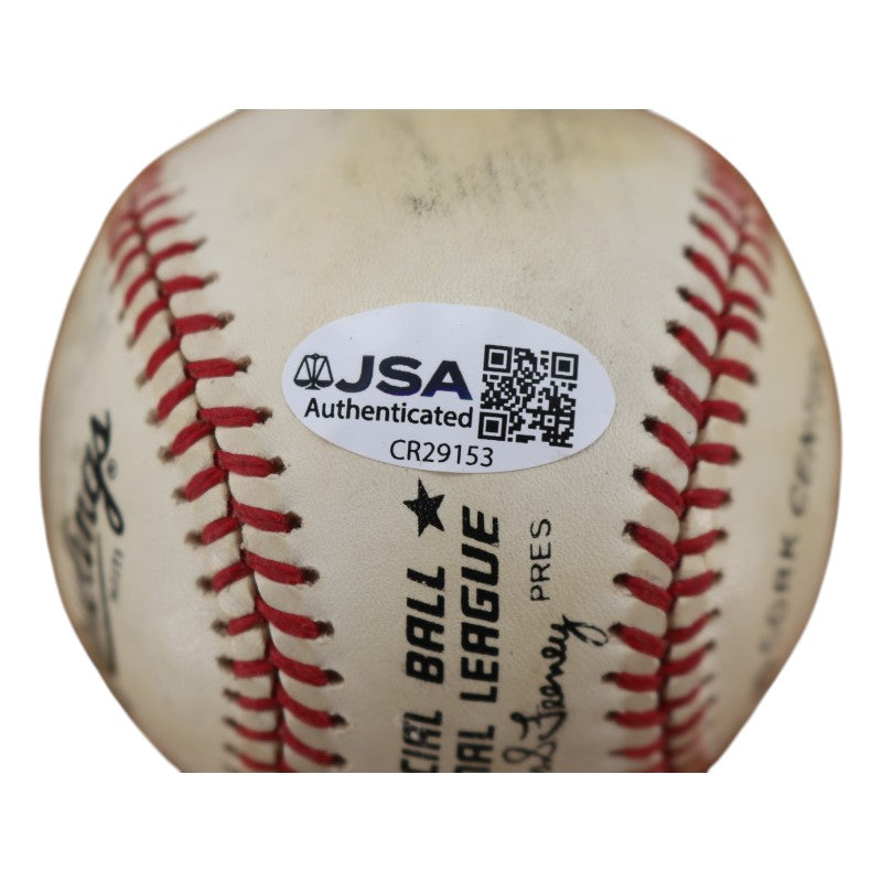 Ralph Branca Brooklyn Dodgers Autographed Inscribed ONL Baseball JSA COA
