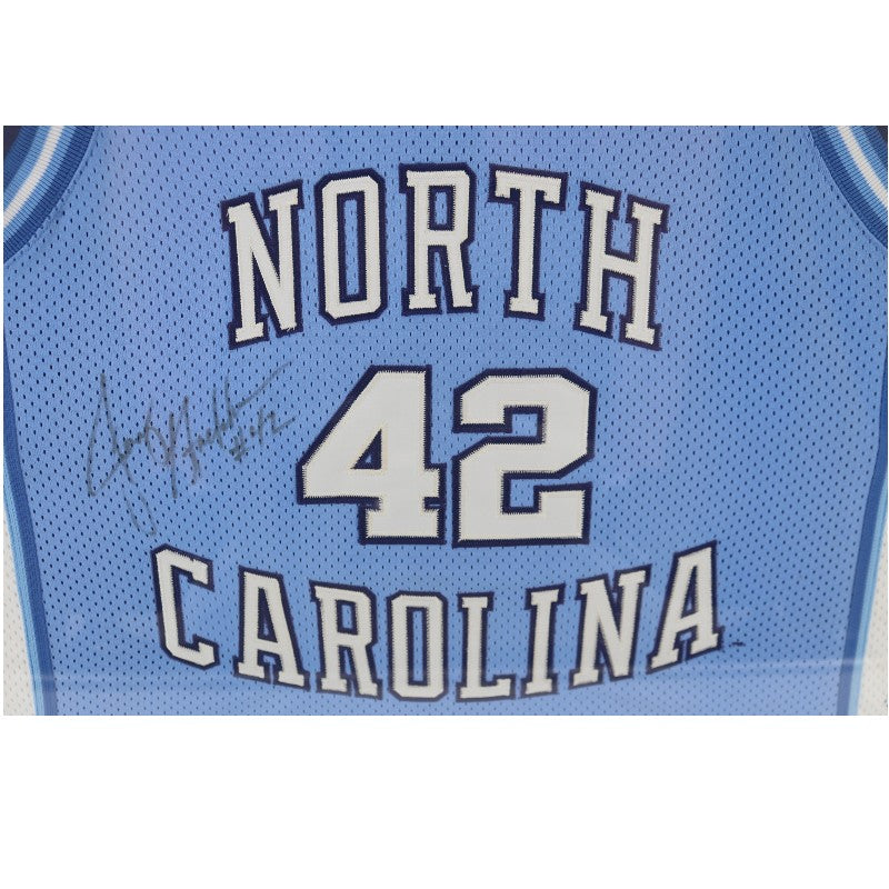 James Worthy UNC TarHeels Autographed Framed 29x30 Home Jersey JSA COA