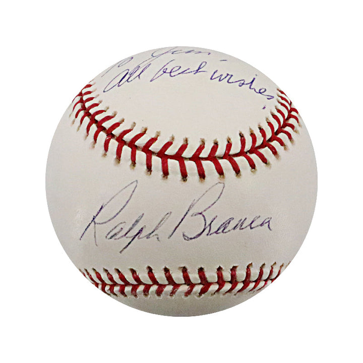Ralph Branca Brooklyn Dodgers Autographed Signed Inscribed Ã¢â‚¬Å“To Jim, All Best WishesÃ¢â‚¬Â OMLB Baseball (JSA COA #AG51005)