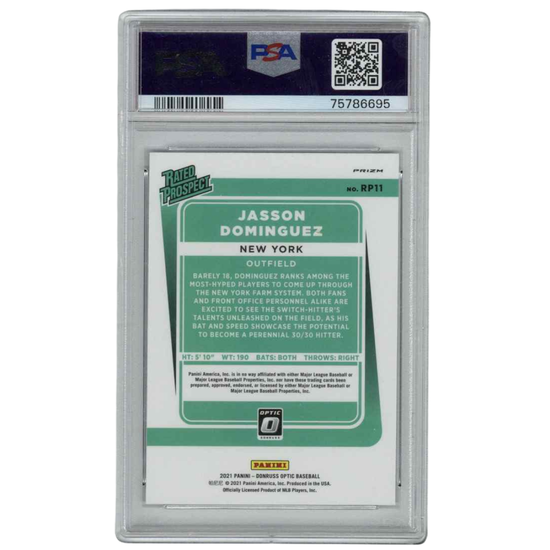 Jason Dominguez New York Yankees 2021 Donruss Optic Trading Card #RP11 (PSA 9)