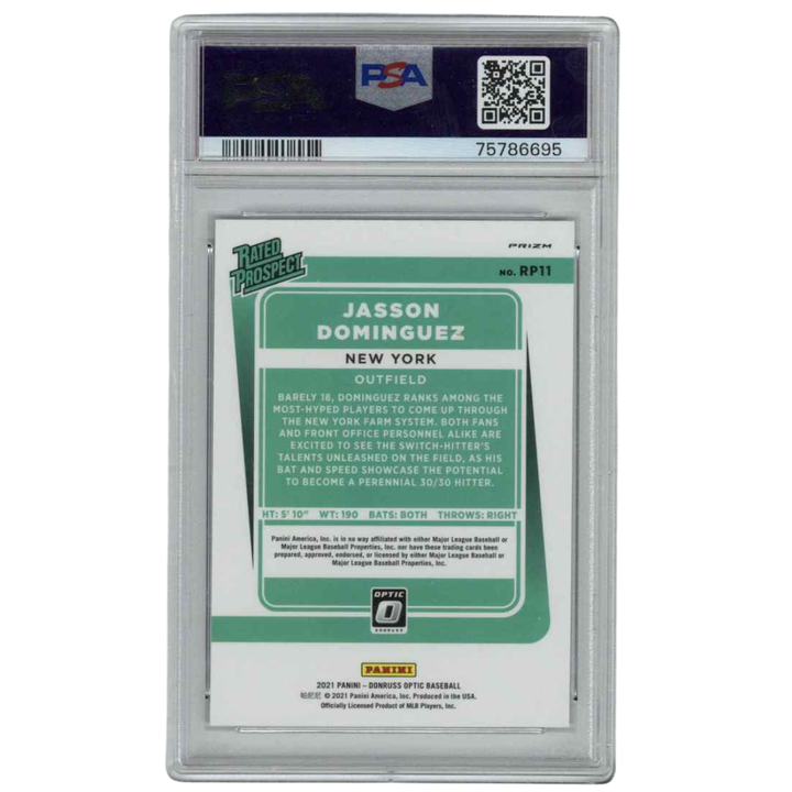 Jason Dominguez New York Yankees 2021 Donruss Optic Trading Card #RP11 (PSA 9)