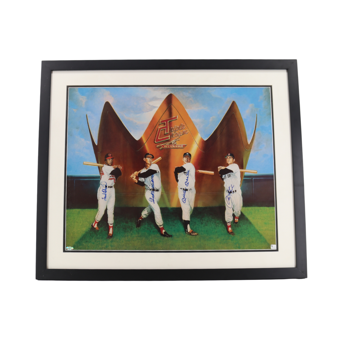 Mantle Williams Autographed Framed Triple Crown Winners 19x24 All American Holo