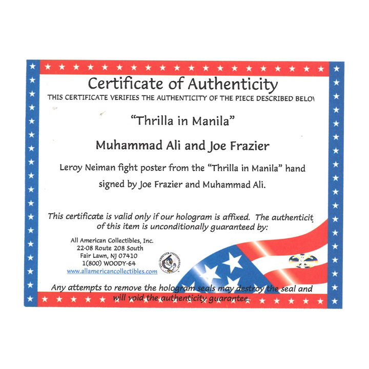 Muhammad Ali Joe Frazier Autographed Framed 13x21 Fight Poster All American COA