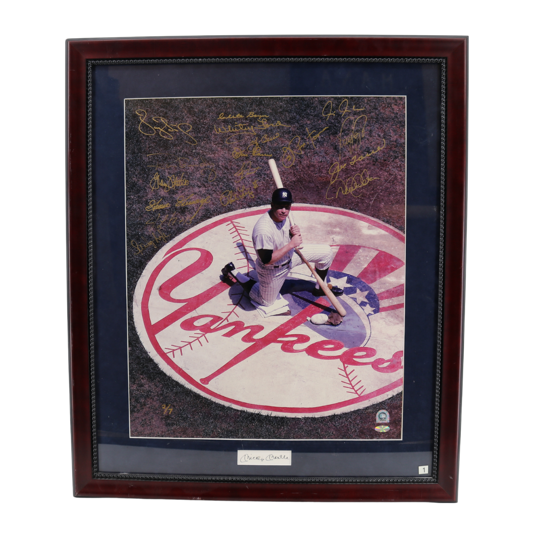 Mantle Jeter Yankees Autographed Signed 16x20 17 Autos MLB/All American LOA