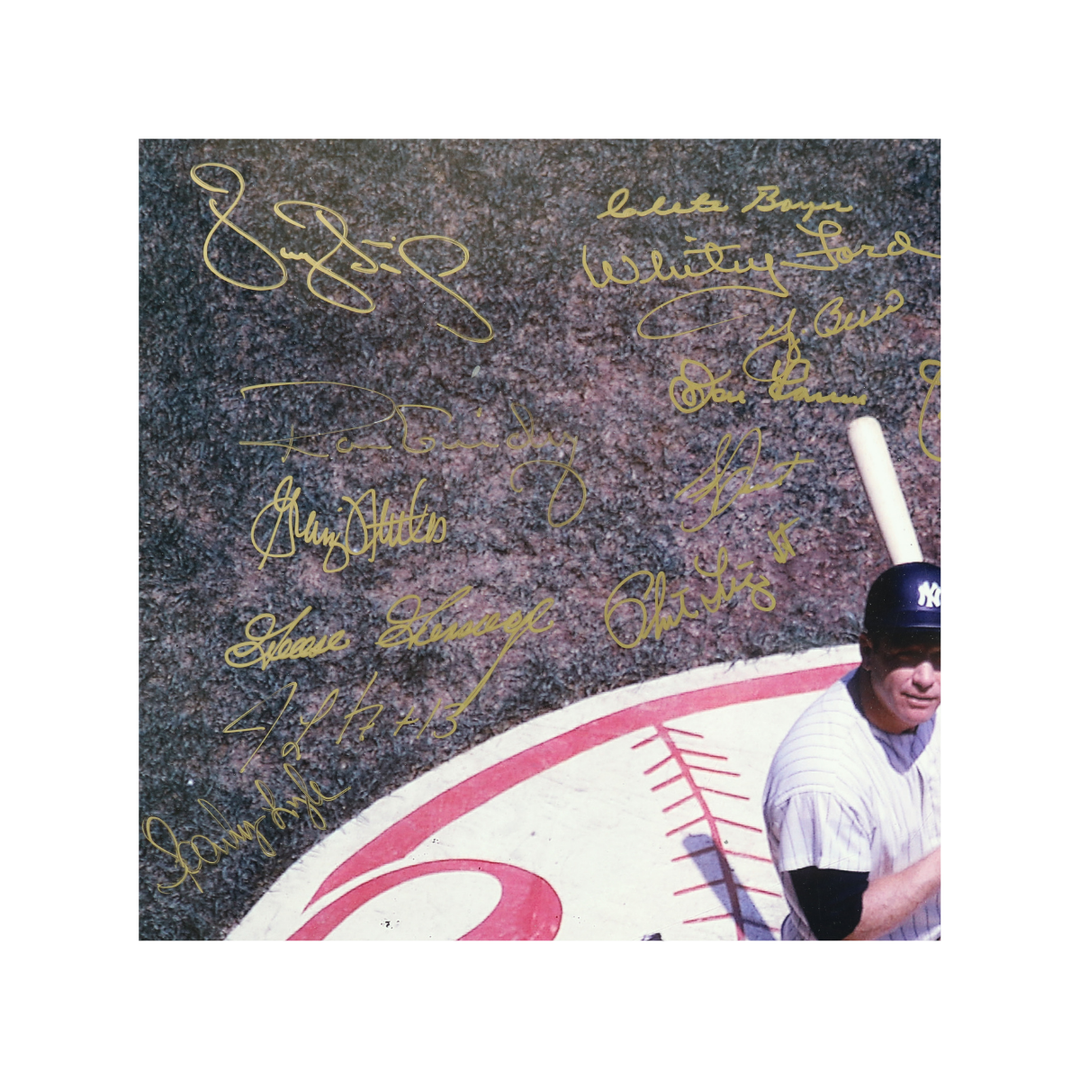 Mantle Jeter Yankees Autographed Signed 16x20 17 Autos MLB/All American LOA
