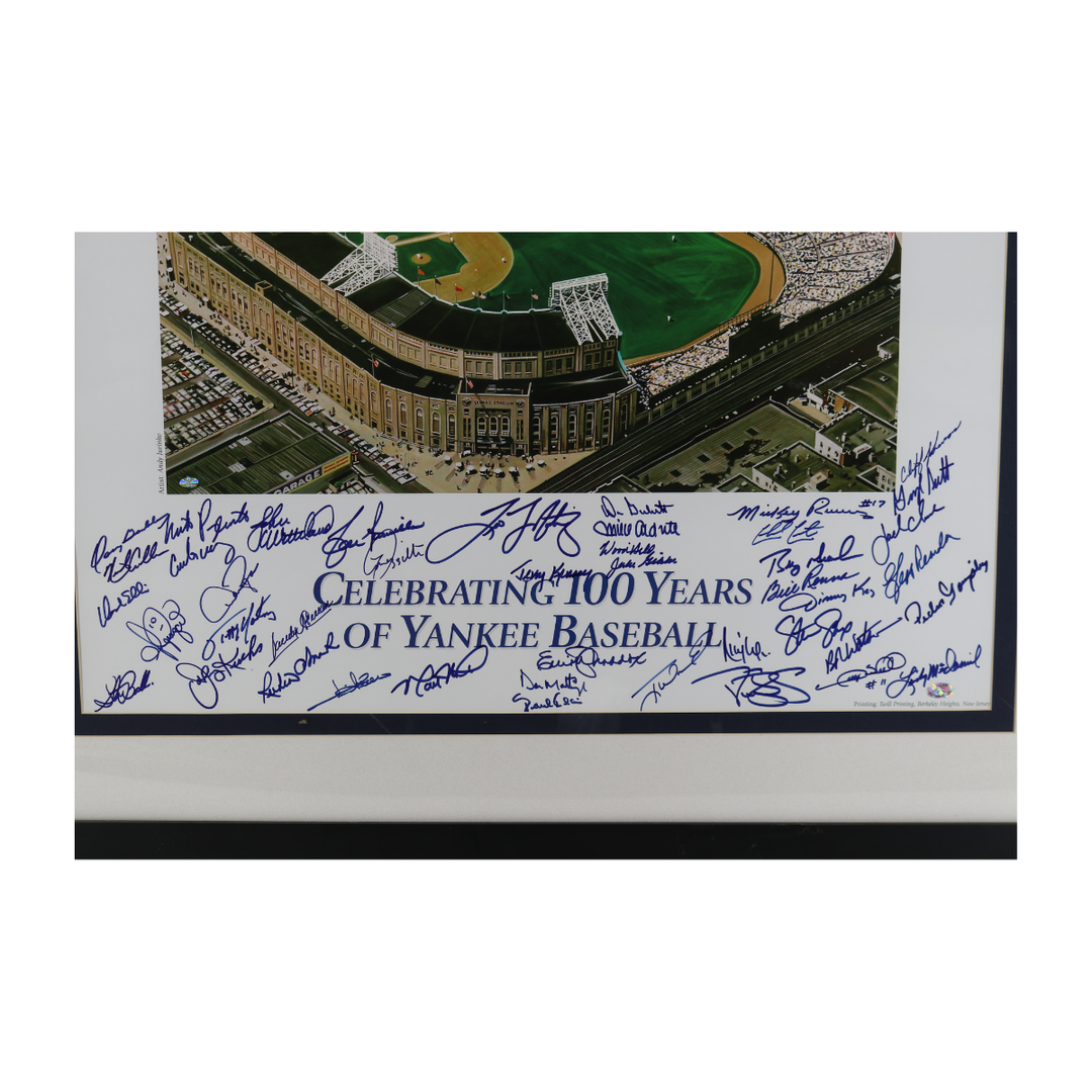 100 Years of Yankee Baseball 18x24 Canvas w/Multiple Autos All American Holo