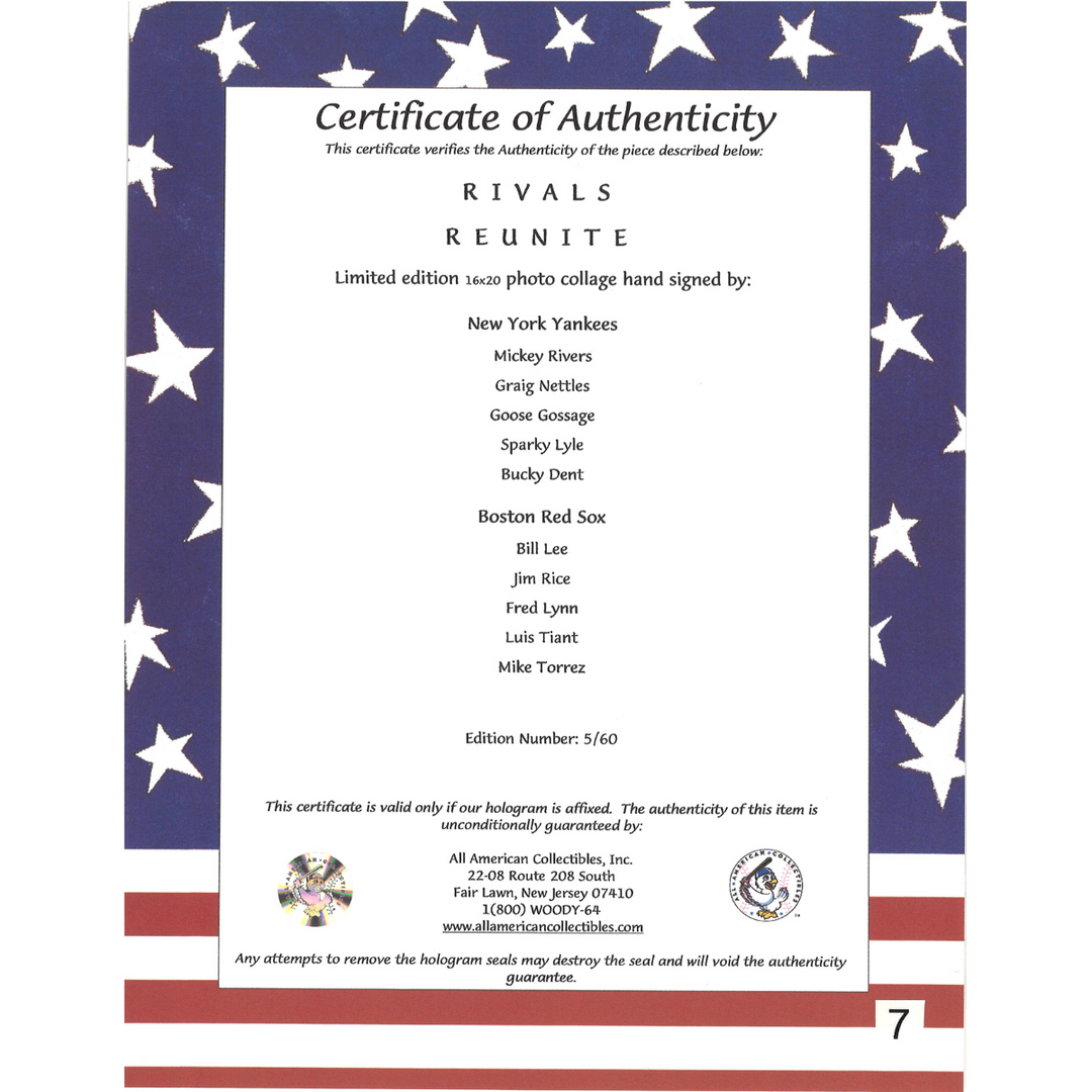 Rivers Gossage Rice Yankees Red Sox Autographed Signed 16x20 All American LOA