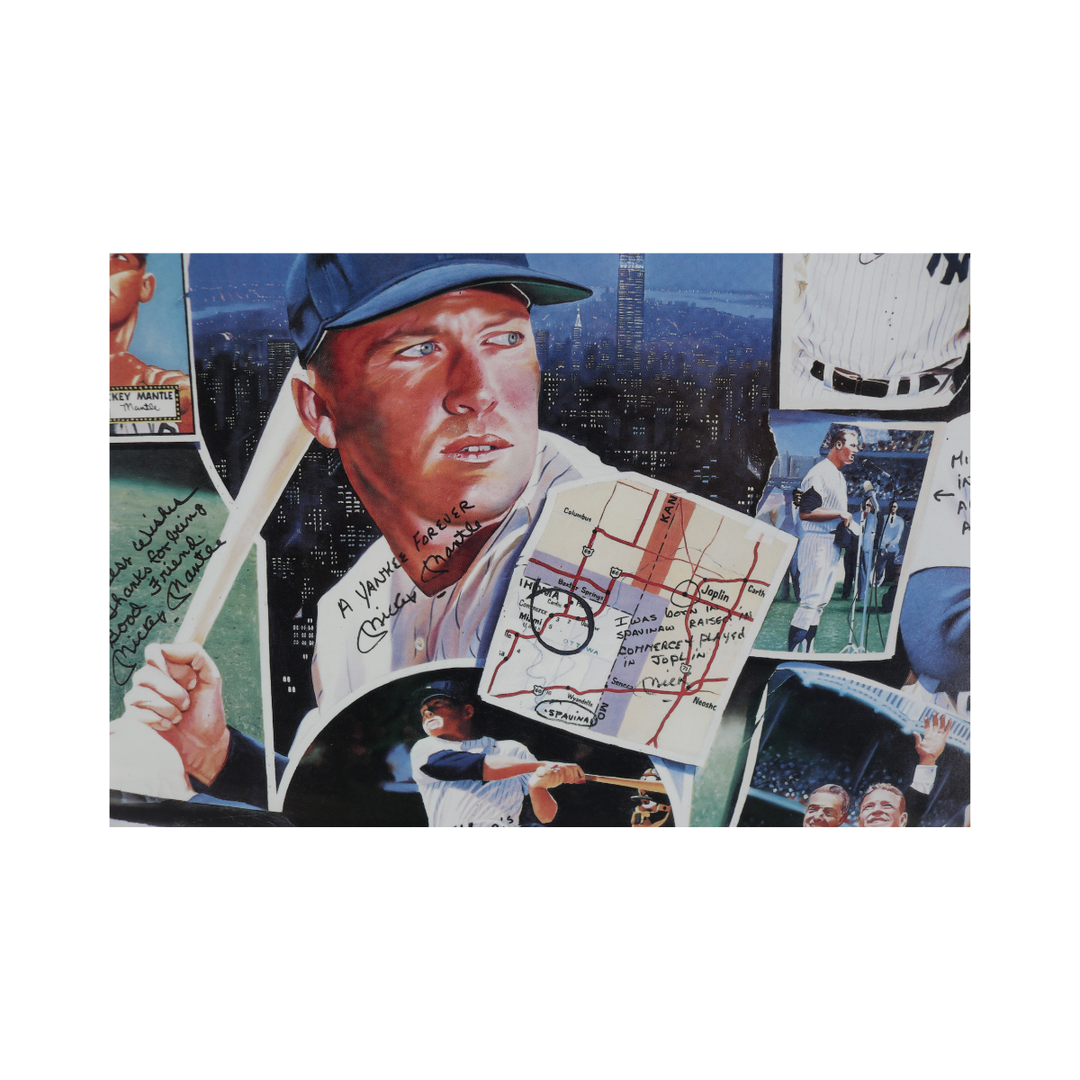 Mickey Mantle New York Yankees Autographed Signed 18x24 Litho All American LOA