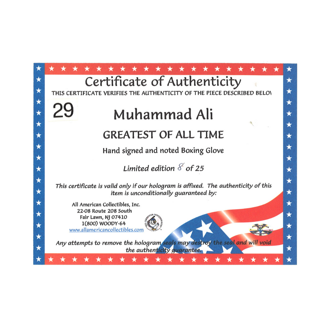 Muhammad Ali Autographed Signed Inscribed Everlast Boxing Glove All American COA