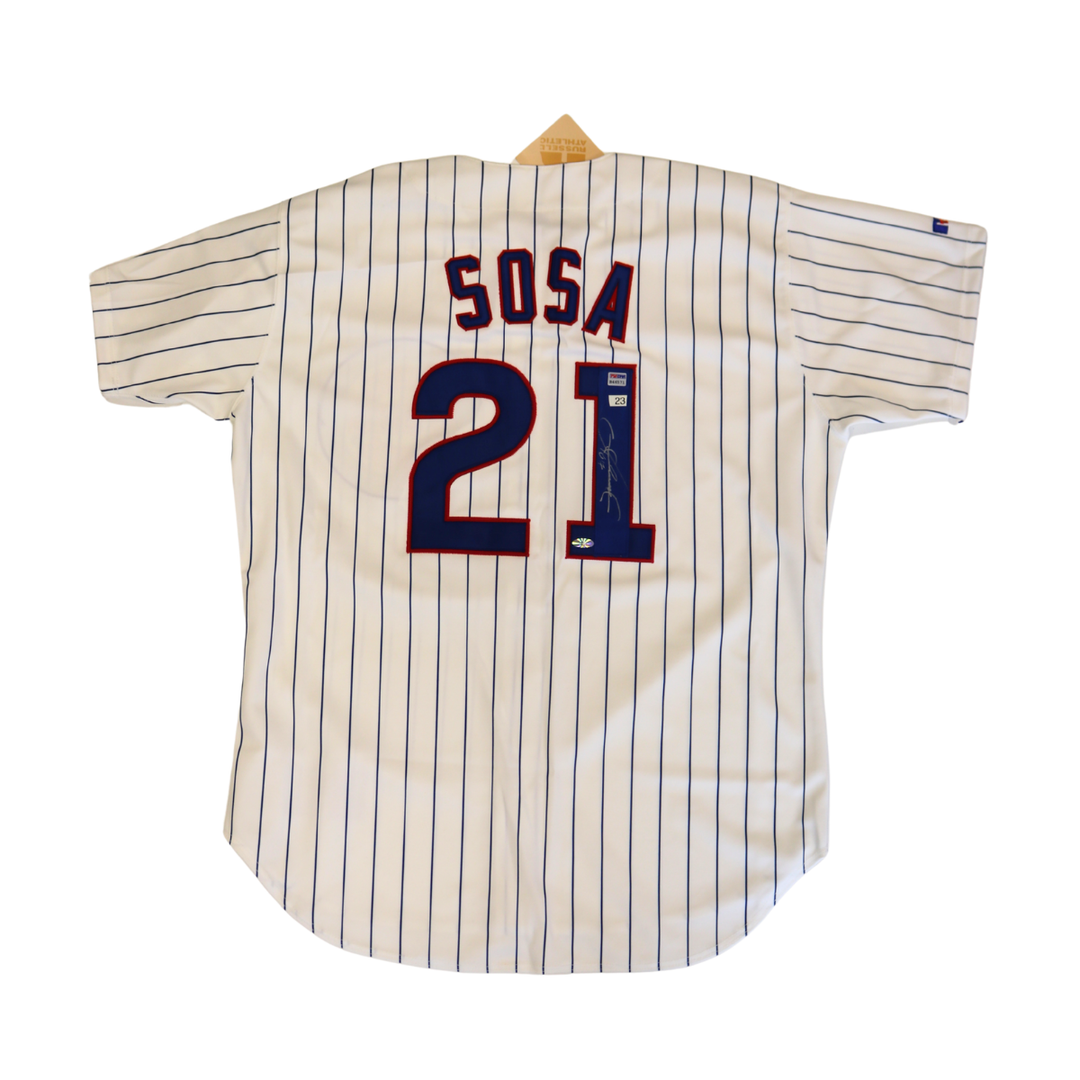 Sammy Sosa Chicago Cubs Autographed Russell Jersey PSA/All American COA