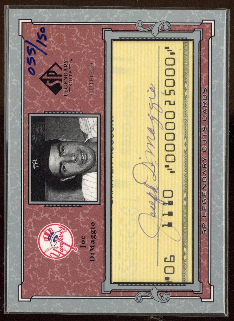 2001 Upper Deck SP Legendary Cuts Joe DiMaggio Cut Auto Yankees #CJDB /150