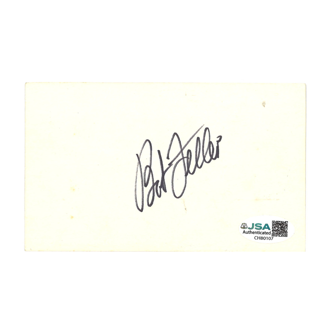 Bob Feller Cleveland Indians Autographed Signed Index Card JSA COA