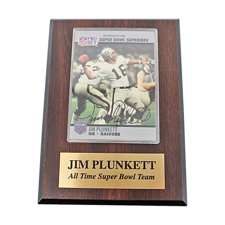 Jim Plunkett Oakland Raiders Autographed Signed Trading Card Plaque (Staque Of Plaques)