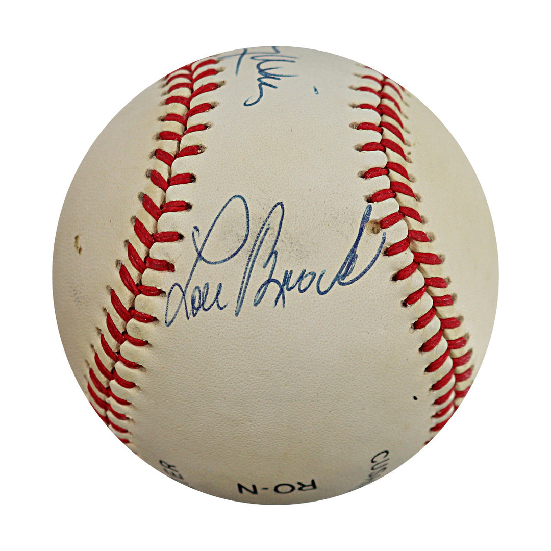 Maury Wills Lou Brock Dodgers Cardinals Autographed Signed ONL Baseball (JSA COA #CE17272)
