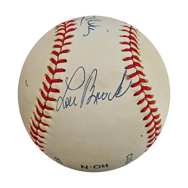 Maury Wills Lou Brock Dodgers Cardinals Autographed Signed ONL Baseball (JSA COA #CE17272)
