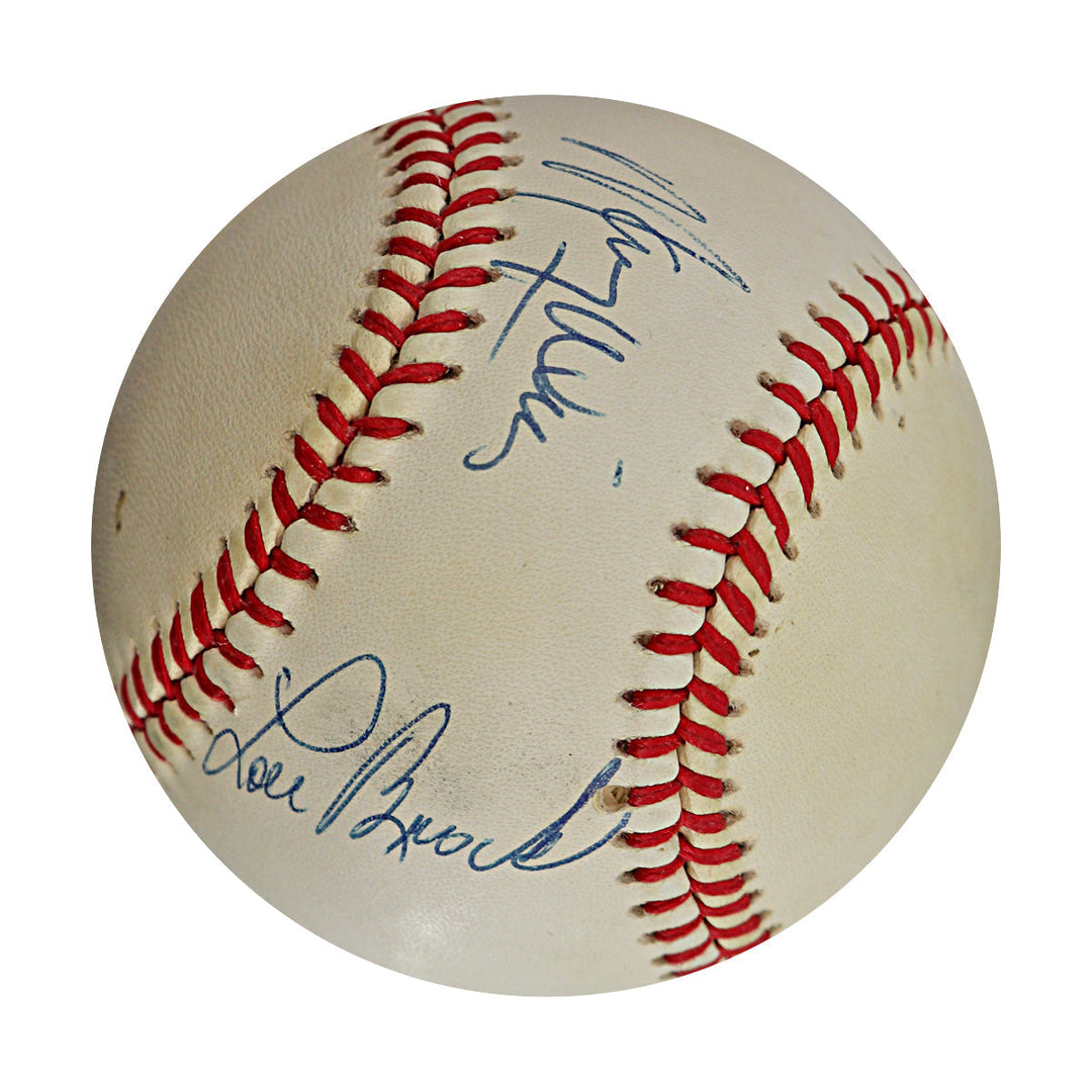 Maury Wills Lou Brock Dodgers Cardinals Autographed Signed ONL Baseball (JSA COA #CE17272)