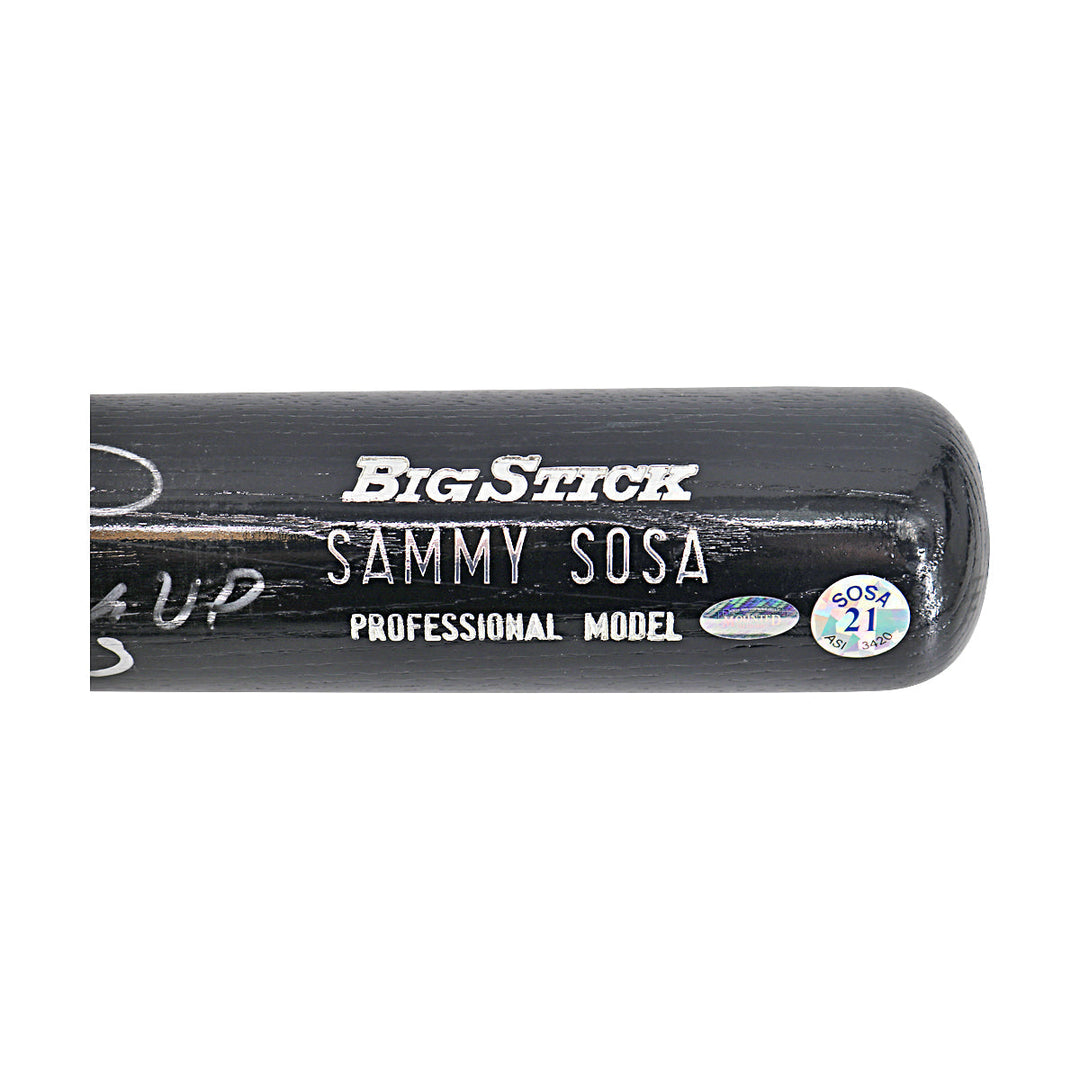 Sammy Sosa Chicago Cubs Autographed Signed Inscribed Rawlings Big Stick Pro Model (Mounted Memories & Sosa Holo)