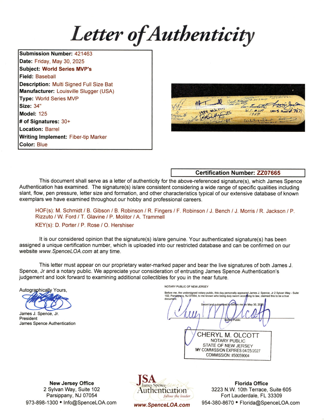 Rose Bench Jackson Autographed Signed Louisville Slugger Bat 40 Autos JSA LOA