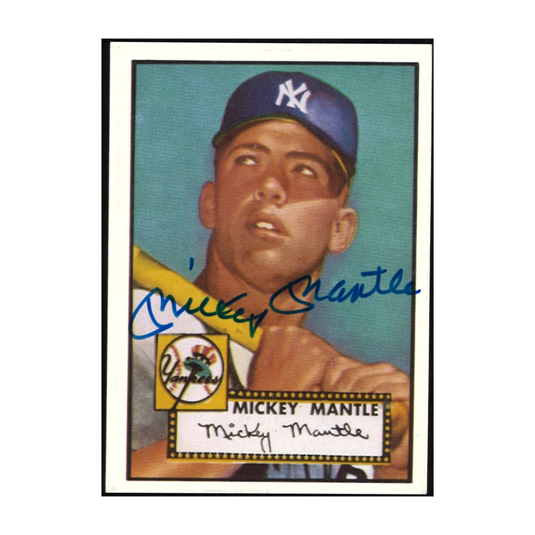 Mickey Mantle New York Yankees Autographed Signed 1952 Topps Reprint RC JSA LOA