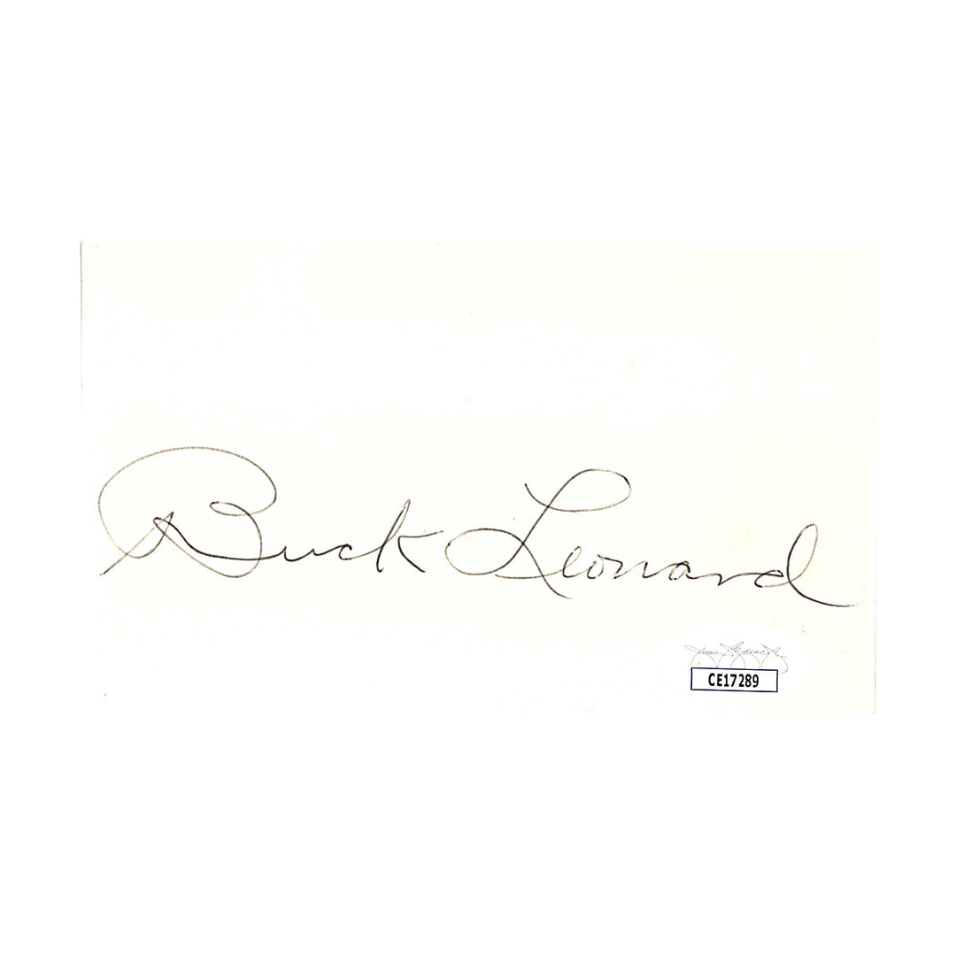 Buck Leonard Homestead Grays Autograph Signed Index Card (JSA COA #CE17289)