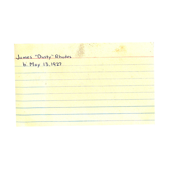 James "Dusty" Rhodes Autograph Signed Index Card (JSA COA #CE17281)