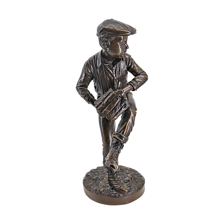 Vintage Bronze Baseball Boy Pitcher Statue 