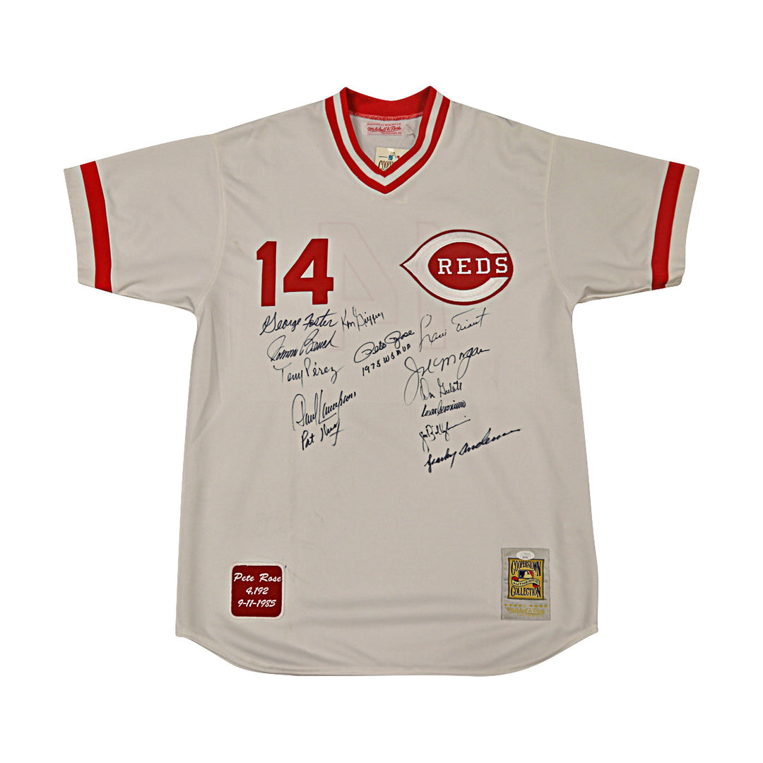 Rose, Bench, Morgan, Perez Reds Autographed Multi Signed Jersey (JSA LOA)