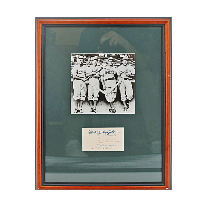 Cookie Lavagetto, Dolph Camilli, Pee Wee Reese, Billy Herman Los Angeles Dodgers Autographed Signed Framed Cut Collage (JSA COA #CE61123)