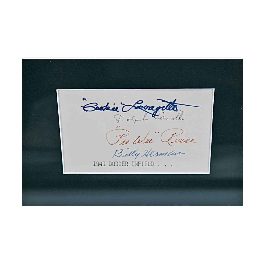 Cookie Lavagetto, Dolph Camilli, Pee Wee Reese, Billy Herman Los Angeles Dodgers Autographed Signed Framed Cut Collage (JSA COA #CE61123)