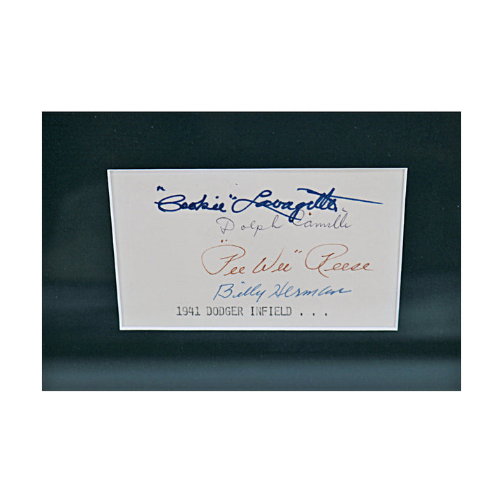 Cookie Lavagetto, Dolph Camilli, Pee Wee Reese, Billy Herman Los Angeles Dodgers Autographed Signed Framed Cut Collage (JSA COA #CE61123)