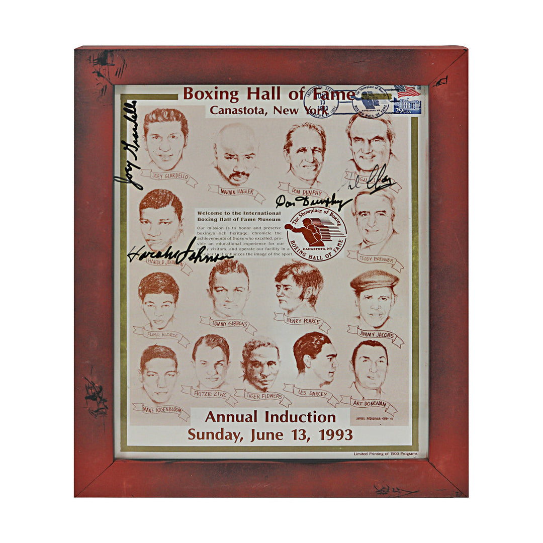 Joey Giardello, Don Dunphy, Gil Clancy, Harold Johnson  Boxing Autographed Signed Framed Hall of Fame Program  (JSA COA #CE61147)