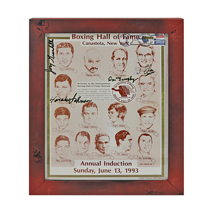 Joey Giardello, Don Dunphy, Gil Clancy, Harold Johnson  Boxing Autographed Signed Framed Hall of Fame Program  (JSA COA #CE61147)