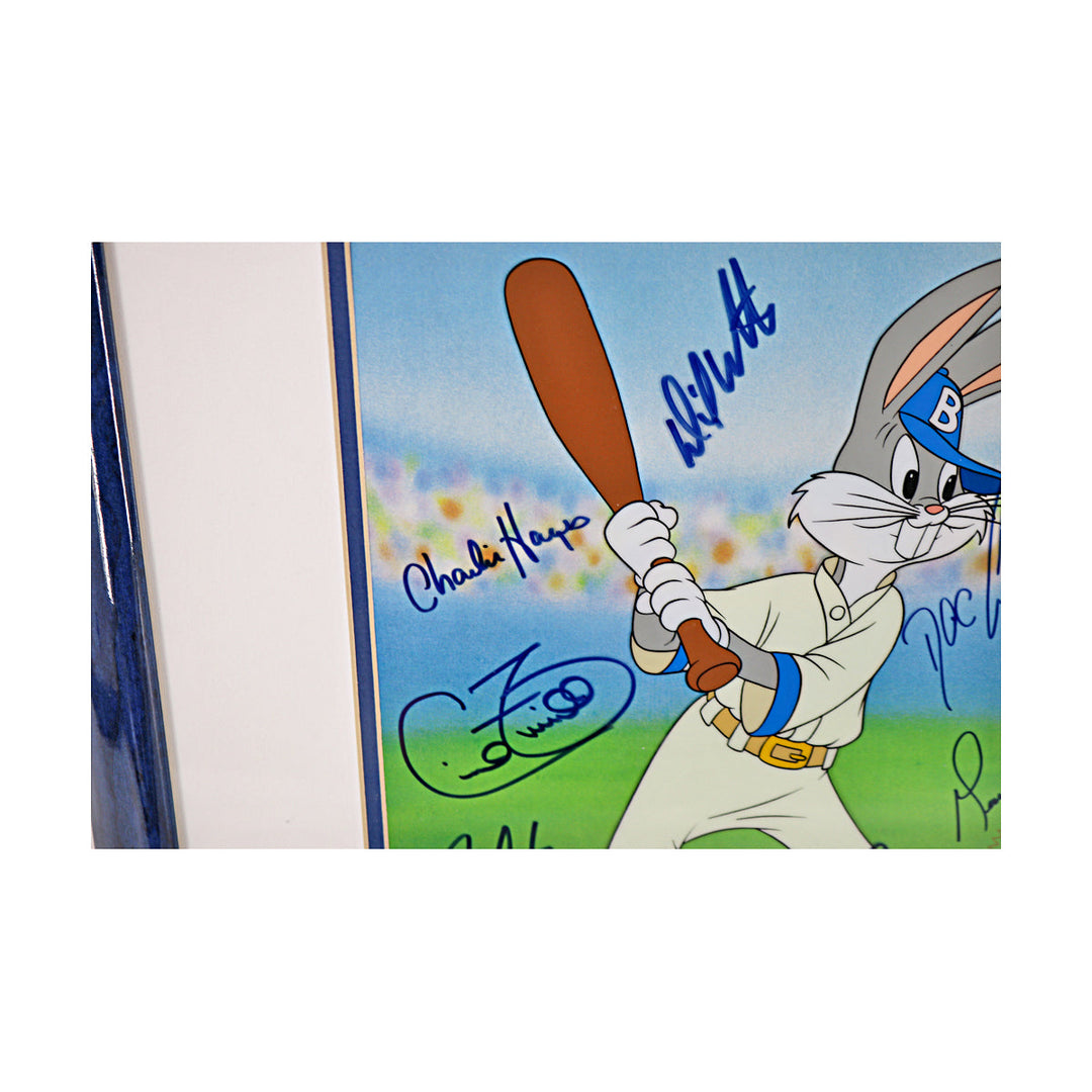 Mariano Rivera, Cecil Fielder, Tim Raines, David Cone, Doc Gooden, Jim Leyritz, Charlie Hayes, David Weathers, Darryl Strawberry New York Yankees Autographed Signed Framed 10x12 Bugs Bunny Animation Art  (JSA COA #CE61132)