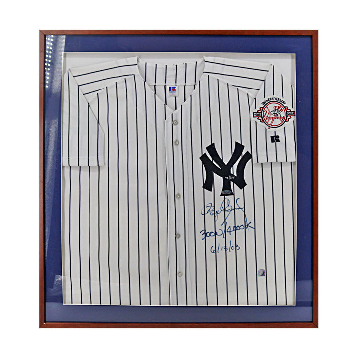 Roger Clemens New York Yankees Autographed Signed Framed Yankees Jersey 100th Anniversary Patch /300 (JSA COA #CE61141)