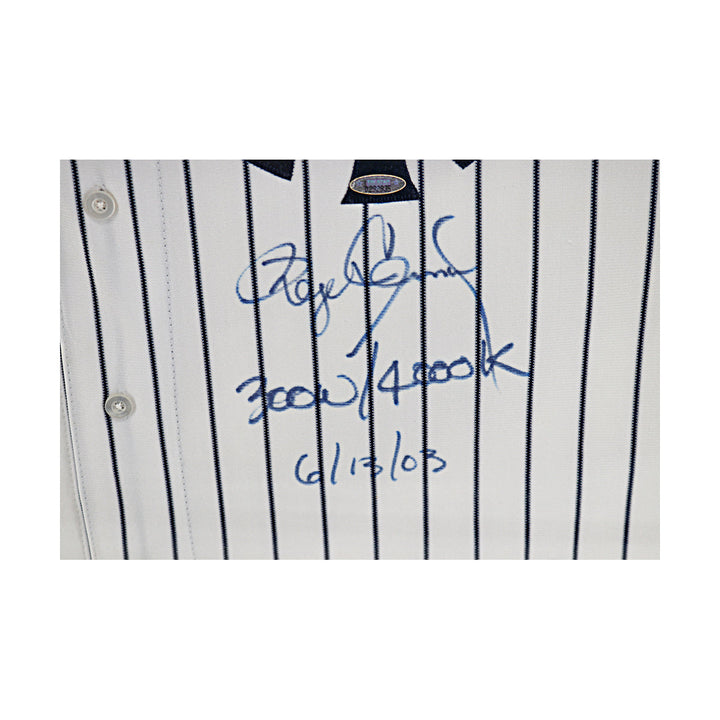 Roger Clemens New York Yankees Autographed Signed Framed Yankees Jersey 100th Anniversary Patch /300 (JSA COA #CE61141)