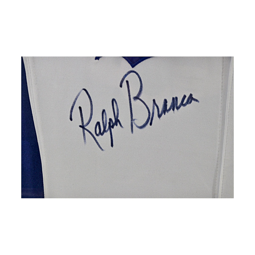 Ralph Branca, Bobby Thomson  Los Angeles Dodgers Autographed Signed Inscribed Framed Dodgers Jersey  (JSA COA #CE61139)
