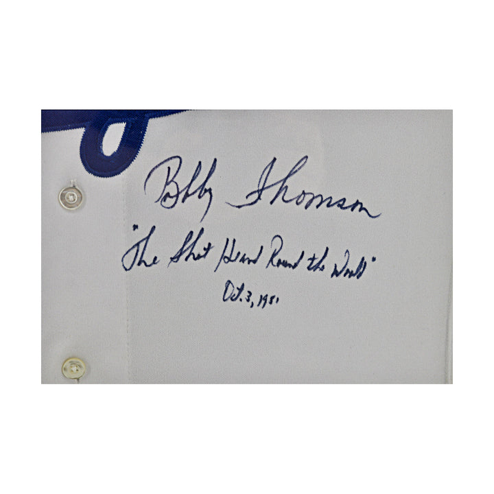 Ralph Branca, Bobby Thomson  Los Angeles Dodgers Autographed Signed Inscribed Framed Dodgers Jersey  (JSA COA #CE61139)