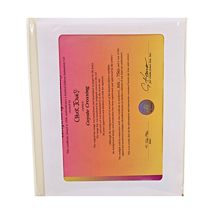 Chuck Jones Autographed Signed Bugs Bunny & Wile E. Coyote Framed Going Down 1996 Warner Brothers Limited Edition Cel