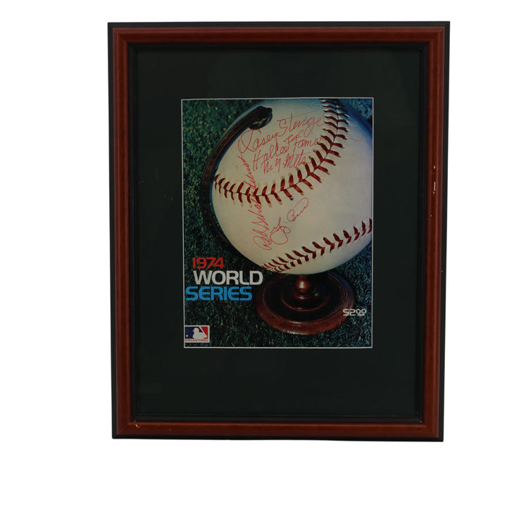 Stengel Berra Schoendienst Autographed Signed Inscribed Framed Program (JSA LOA)
