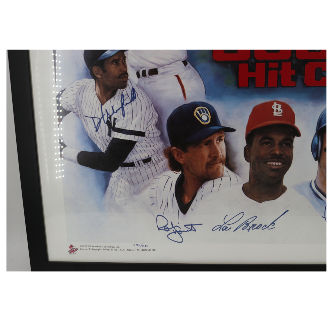Mays, Rose, Yaz, Musial 3,000 Hit Signed Framed Doo S Oh Litho LE (JSA LOA)