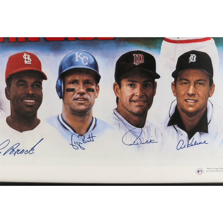 Mays, Rose, Yaz, Musial 3,000 Hit Signed Framed Doo S Oh Litho LE (JSA LOA)