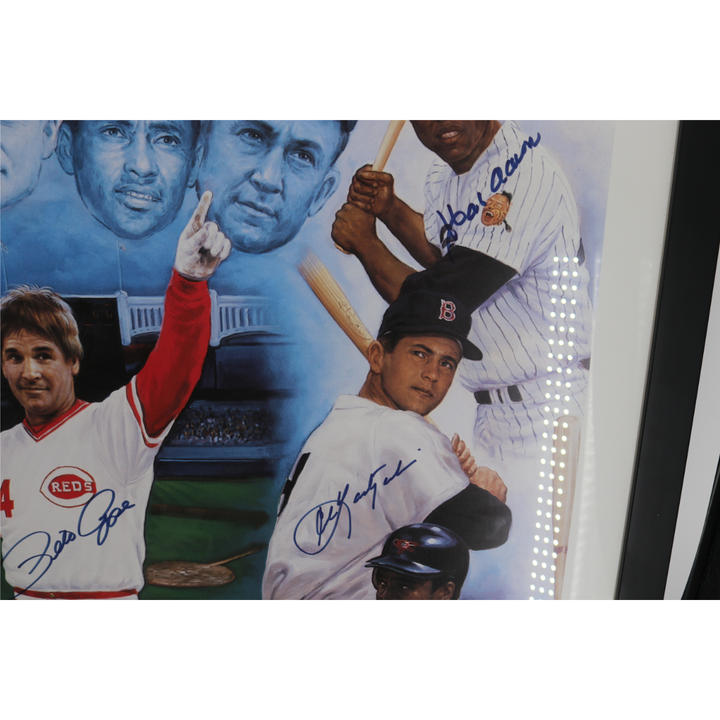Mays, Rose, Yaz, Musial 3,000 Hit Signed Framed Doo S Oh Litho LE (JSA LOA)