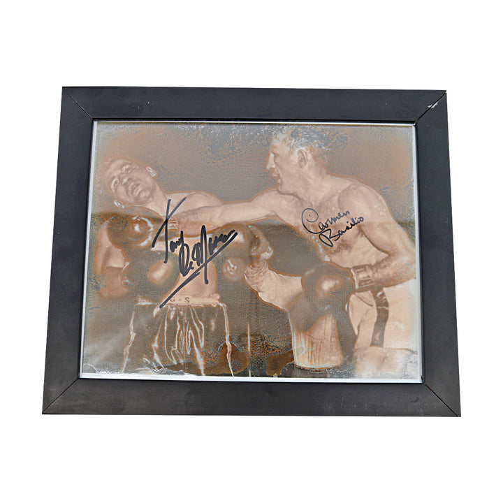 Jake LaMotta Carmine Basillio Autographed Signed Framed 8x10 Photo JSA COA - 1