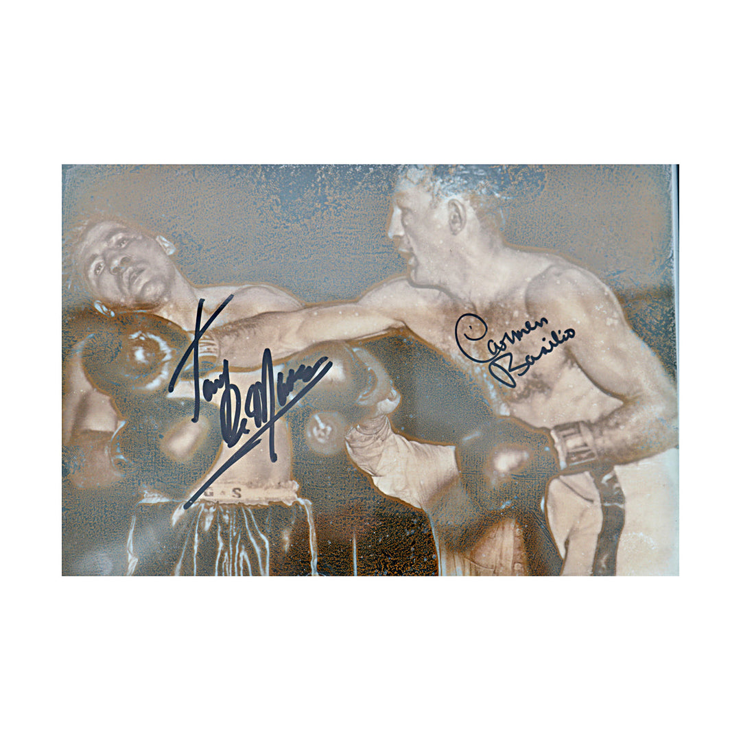 Jake LaMotta Carmine Basillio Autographed Signed Framed 8x10 Photo JSA COA - 1