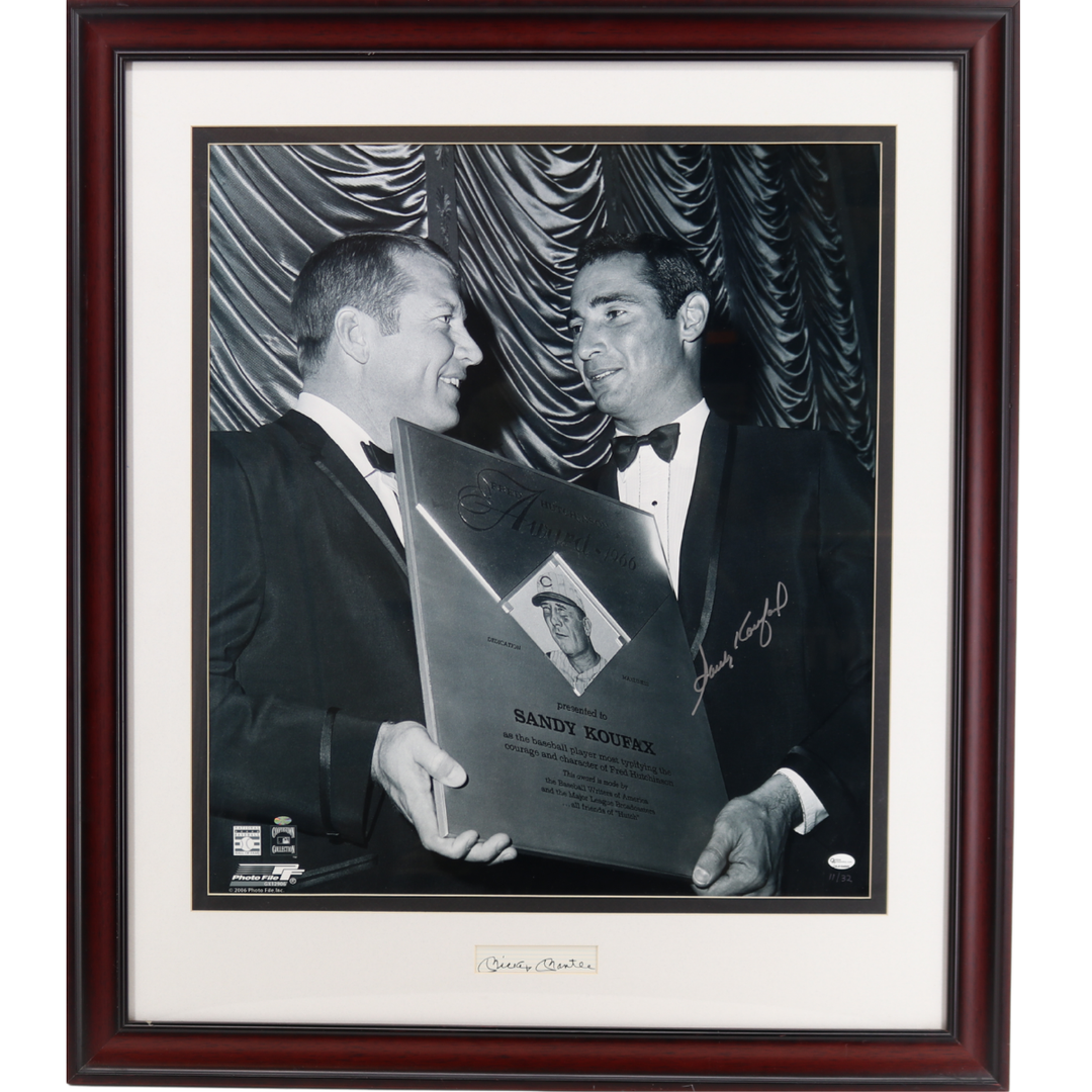 Koufax  Mantle Yankees Dodgers Autographed Signed Framed Photo Cut Collage JSA