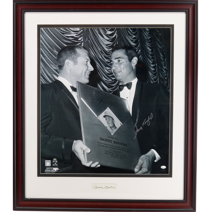 Koufax  Mantle Yankees Dodgers Autographed Signed Framed Photo Cut Collage JSA