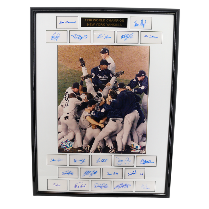 Jeter, Rivera, Posada Yankees Team Autographed Signed Framed Collage 21 Auto JSA
