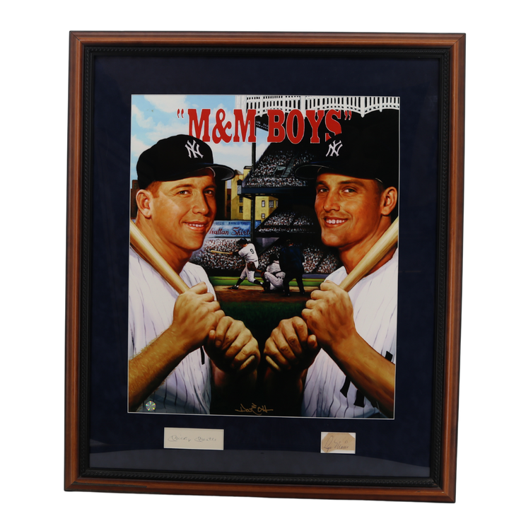 Mantle Maris Yankees Autographed Signed Framed M&M Boys Poster Collage (JSA LOA)