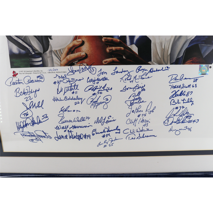Staubach Dorsett Landry Cowboys Team Signed Framed 1970s Lithograph 35 Autos JSA